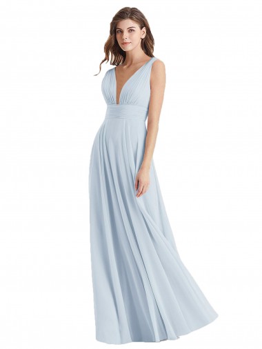 Outlet Plunge Deep V-Neckline Low Back Chiffon Bridesmaid Ress UK
