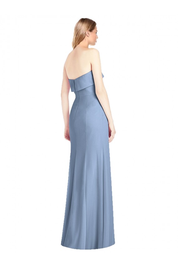 Outlet Trumpet Full Length Strapless Chiffon Bridesmaid Dress with Slit UK