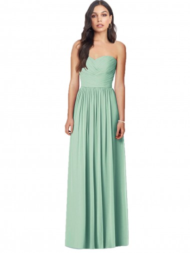 Outlet Draped Sweetheart Strapless Long Chiffon Bridesmaid Dress UK