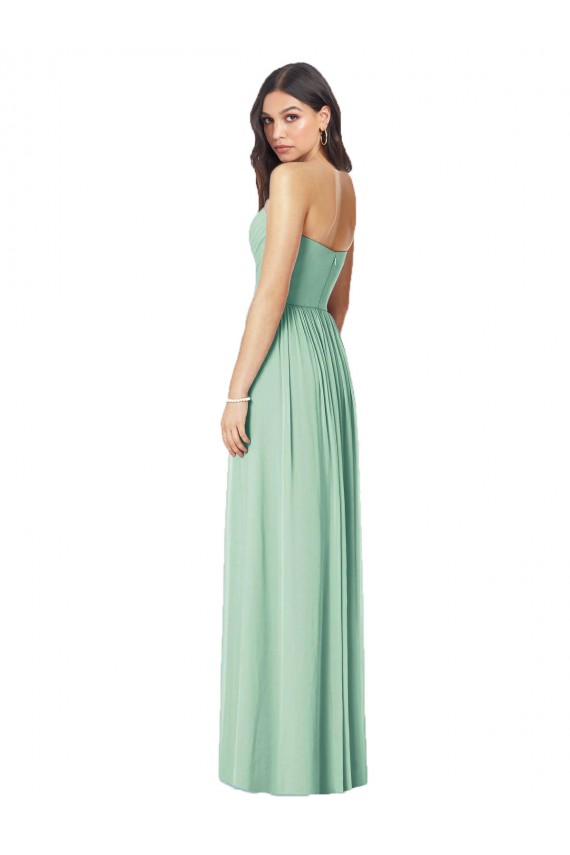 Outlet Draped Sweetheart Strapless Long Chiffon Bridesmaid Dress UK
