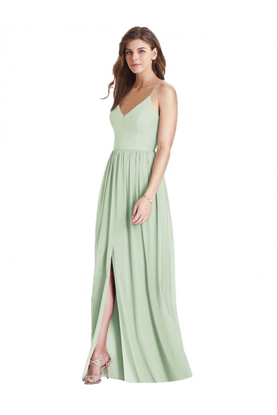 Outlet Criss Cross Strap Backless Maxi Long Chiffon Bridesmaid Dress UK