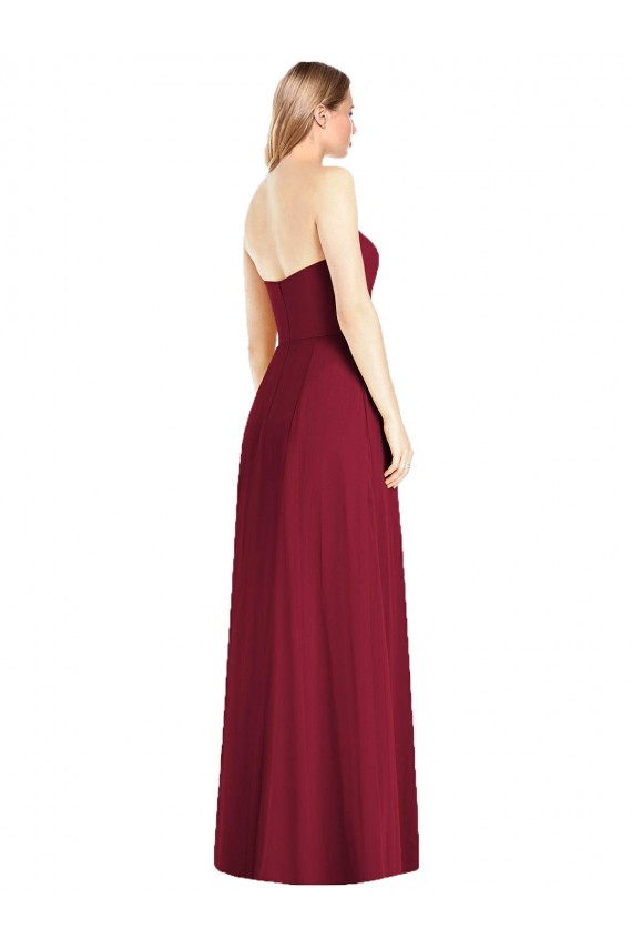 Outlet Strapless Notch Chiffon Maxi Bridesmaid Dress UK