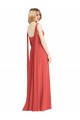 Outlet Full-Length V-Neck Chiffon Bridesmaid Dress Streamers Back UK