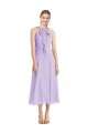 Outlet Midi Length Halter Plunging V-Back Chiffon Bridesmaid Dress / Cocktail Dress UK