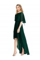 Outlet Plunging V Back Flutter Sleeves Cocktail Length Chiffon Bridesmaid Dress UK