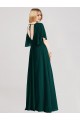 Outlet Full-Length Flutter Sleeves Plunging V Back Chiffon Bridesmaid Dress UK