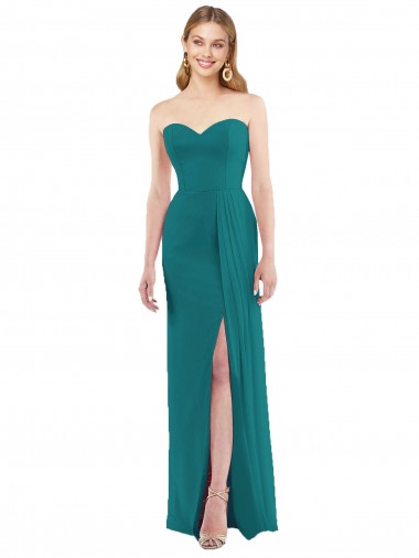 Outlet Sweetheart Neckline Lux Chiffon Bridesmaid Dress with Side Slit UK