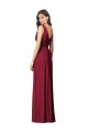 Outlet Draped V-Neck Shirred Chiffon Maxi Bridesmaid Dress UK