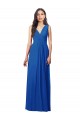 Outlet Draped V-Neck Shirred Chiffon Maxi Bridesmaid Dress UK