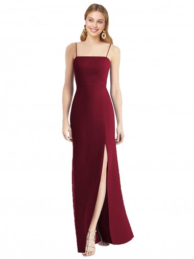 Outlet Tie-Back Cutout Trumpet Chiffon Bridesmaid Dress with Front Slit UK