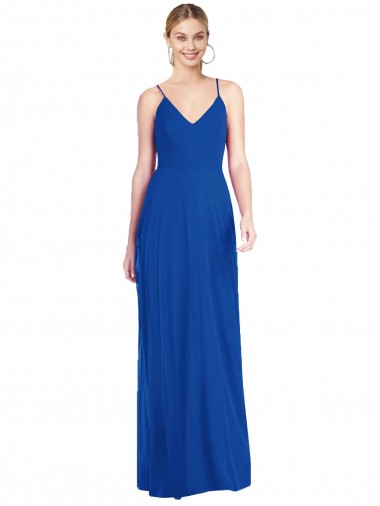 Outlet Criss Cross Back A-Line Chiffon Maxi Bridesmaid Dress UK