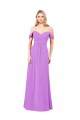 Outlet Off The Shoulder Draped Sleeves A-Line Chiffon Bridesmaid Dress UK