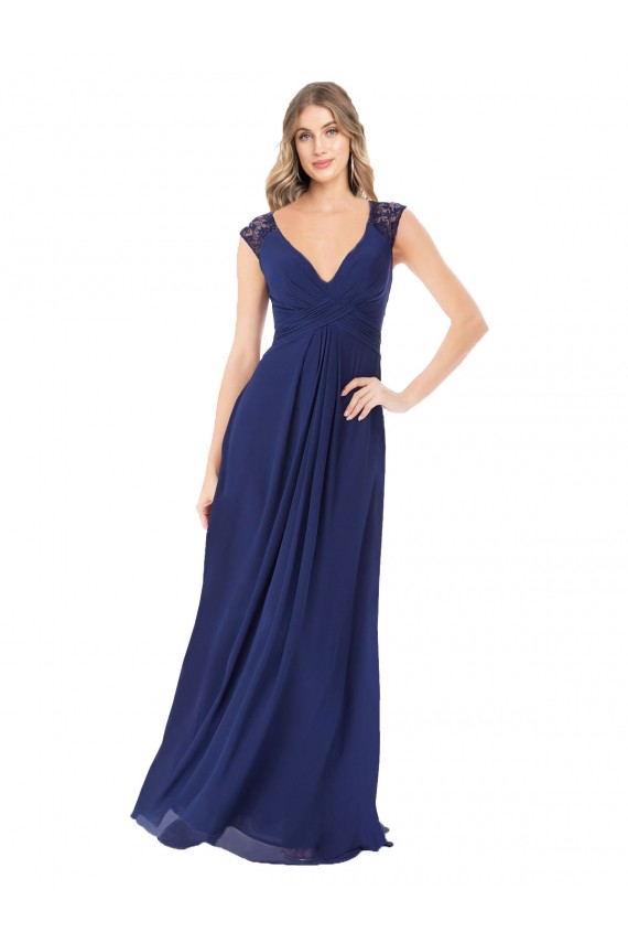 Outlet Embroidered Keyhole Back Chiffon Bridesmaid Dress UK