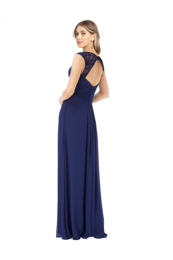 Outlet Embroidered Keyhole Back Chiffon Bridesmaid Dress UK