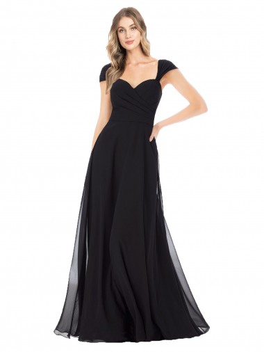 Outlet Sweetheart Cap Sleeves Chiffon Bridesmaid Dress UK
