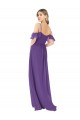 Outlet Cold Shoulder Flutter Sleeves Chiffon Bridesmaid Dress UK
