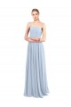 Outlet Luxe Chiffon Straight Neckline Long Chiffon Bridesmaid Dress with Skinny Straps UK