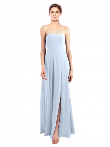 Outlet Fitted Strapless Full Length Chiffon Bridesmaid Dress with Front Slit UK