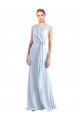 Outlet Illusion Boat Neck Long Full Length Chiffon Bridesmaid Dress with Keyhole Back UK