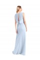 Outlet Illusion Boat Neck Long Full Length Chiffon Bridesmaid Dress with Keyhole Back UK