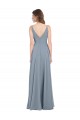 Outlet Fitted V-Neckline Long Chiffon Bridesmaid Dress with V-Back UK