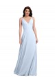 Outlet Long Floor Length V-Neck Chiffon Bridesmaid Dress with Keyhole Back UK