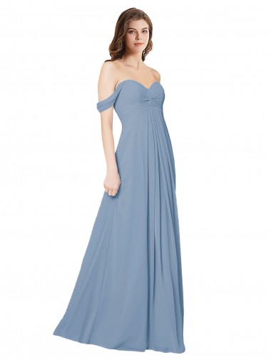 Outlet Empire Waist Off the Shoulder Chiffon Bridesmaid Dress with Sweetheart Bodice UK