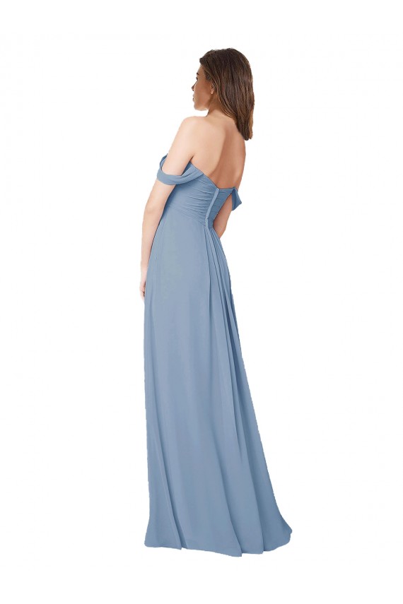 Outlet Empire Waist Off the Shoulder Chiffon Bridesmaid Dress with Sweetheart Bodice UK