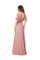 Outlet Flutter Sleeves Plunging V-Neck Boho Chiffon Bridesmaid Dress UK