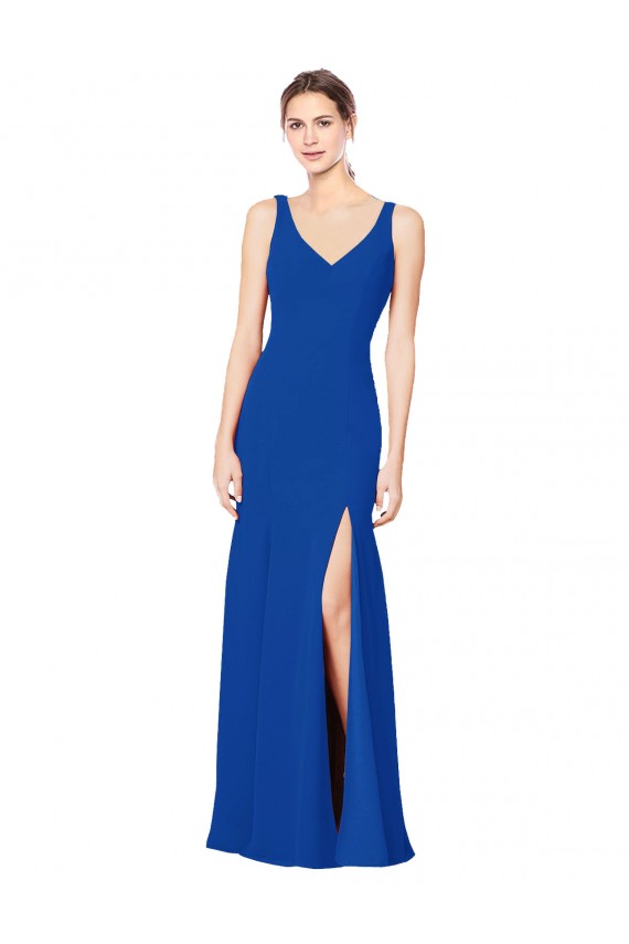 Outlet Low Back Sleeveless Chiffon Bridesmaid Dress with Side Slit UK
