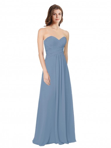 Outlet Chiffon A-Line Wraparound Draping Long Bridesmaid Dress UK