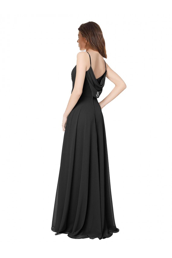 Outlet Cowl Back Spaghetti Straps Long Chiffon Bridesmaid Dress  UK