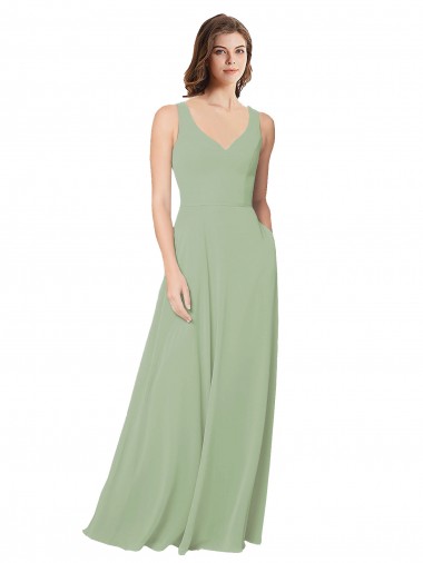 Outlet A-Line Open Back Chiffon Bridesmaid Dress with Pockets UK