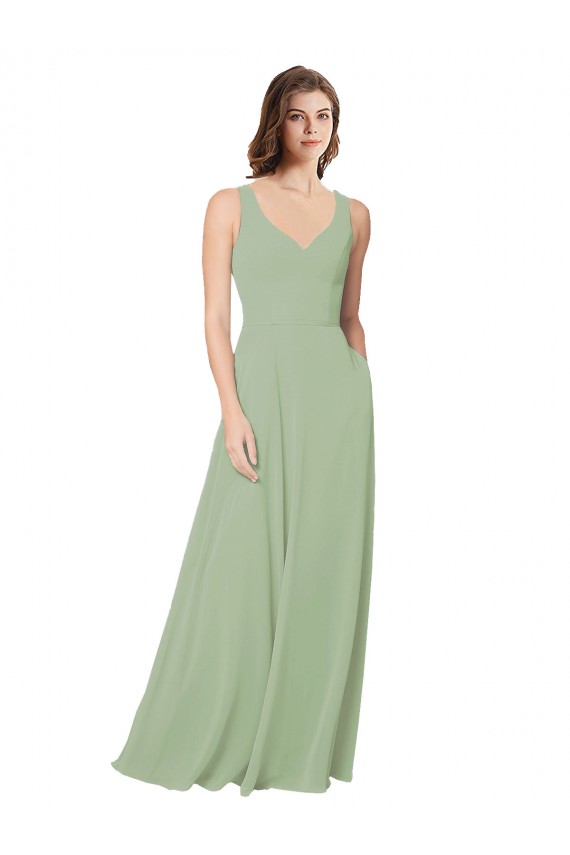 Outlet A-Line Open Back Chiffon Bridesmaid Dress with Pockets UK