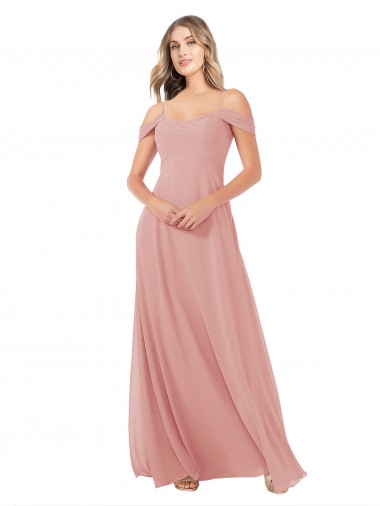 Outlet Draped Shoulder Sash Back Chiffon Bridesmaid Dress UK
