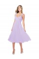 Outlet Draped Midi Length Chiffon Cocktail Bridesmaid Dress with Ruched Bodice UK