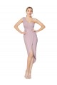 Outlet High Low One Shoulder Ruffles V-Neck Chiffon Wrap Bridesmaid Dress / Formal Prom Dress UK