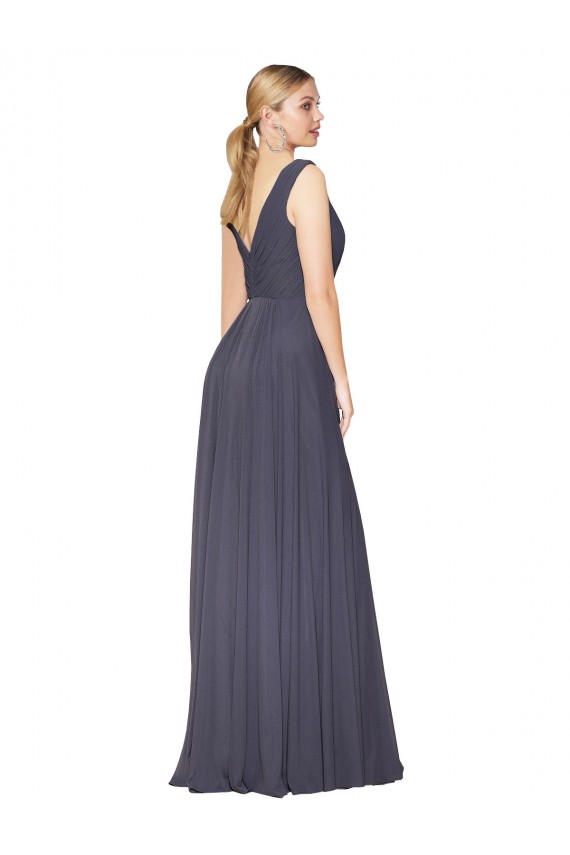 Outlet Floor Length High Neck V-Back Chiffon Bridesmaid Dress / Formal Prom Dress UK