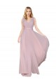 Outlet Draped V-Neck Long Chiffon Bridesmaid Dress / Formal Prom Dress with Shirred Bodice UK