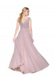 Outlet Draped V-Neck Long Chiffon Bridesmaid Dress / Formal Prom Dress with Shirred Bodice UK