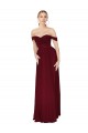 Outlet Shirred Sweetheat Neckline Off the Shoulder Long Chiffon Bridesmaid Dress / Formal Prom Dress UK