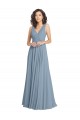 Outlet Faux Surplice Bodice Long Chiffon Bridesmaid Dress with V-Neckline UK