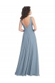 Outlet Faux Surplice Bodice Long Chiffon Bridesmaid Dress with V-Neckline UK