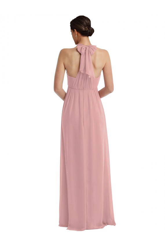 Outlet Empire Waist Long Halter Maxi Bridesmaid Dress UK