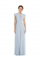 Outlet Flutter Sleeve V Keyhole Chiffon Maxi Formal Bridesmaid Dress UK