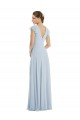 Outlet Flutter Sleeve V Keyhole Chiffon Maxi Formal Bridesmaid Dress UK