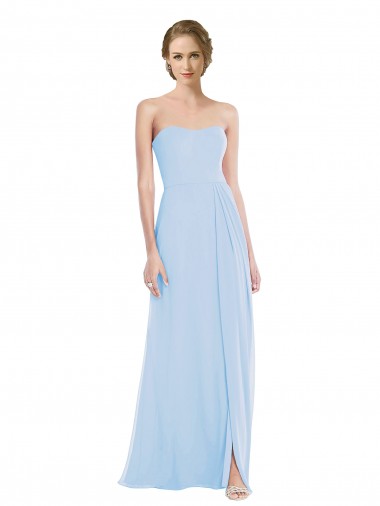 Outlet Strapless Sweetheart Maxi Bridesmaid Dress with Pleated Front Slit UK