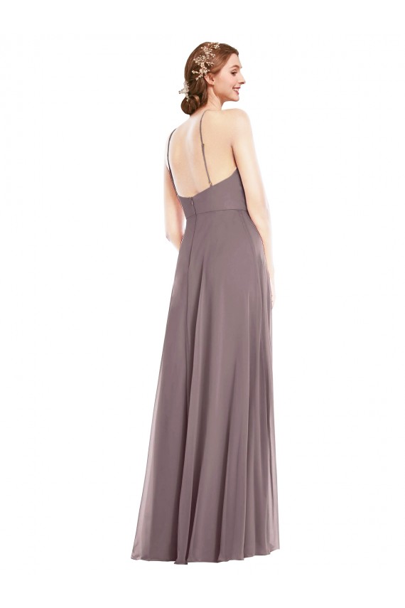 Outlet Diamond Halter Maxi Formal Bridesmaid Dress with Front Slit UK