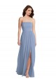 Outlet Strapless A-Line Maxi Bridesmaid Dress with Front Slit UK