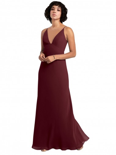 Outlet Notched Neckline Empire Waist Chiffon Slip Bridesmaid Dress UK